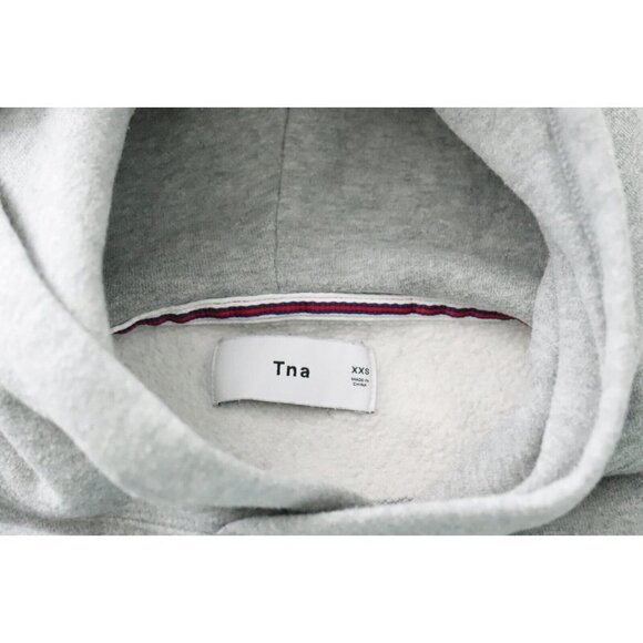 Aritzia Tna Women's Size XXS Gray Perfect Cropped Hoodie Cut-Off Fleece Sweater - Picture 4 of 9
